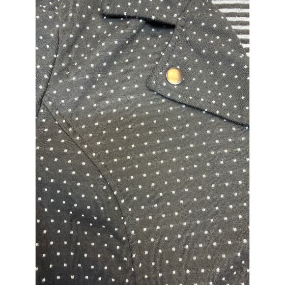 Christopher Banks Black Mini Polka Dot Zip Front Moto Jacket Women's Size XL - Picture 7 of 12